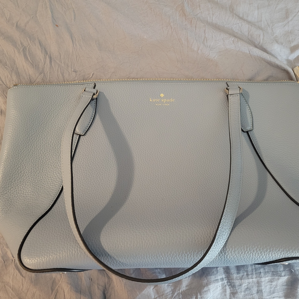 Kate Spade Light Blue Leather Tote Bag